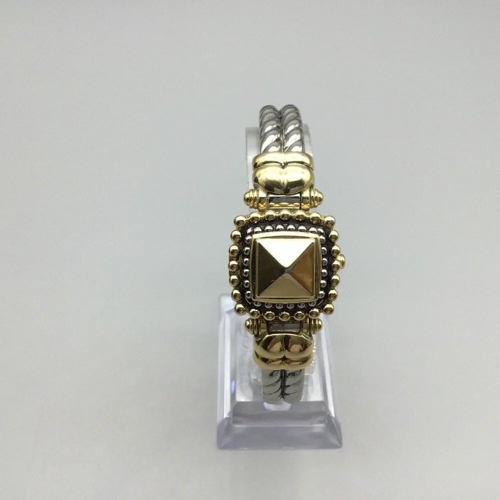 Joan Rivers Two-Tone Gold and Silver Pyramid Bracelet Watch